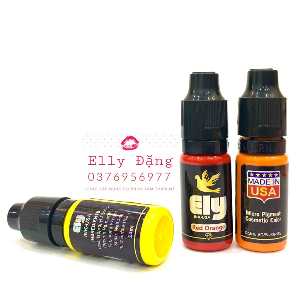 Mực phun xăm Ely của Mỹ, Mực Ely 10ML tông màu phun xăm môi