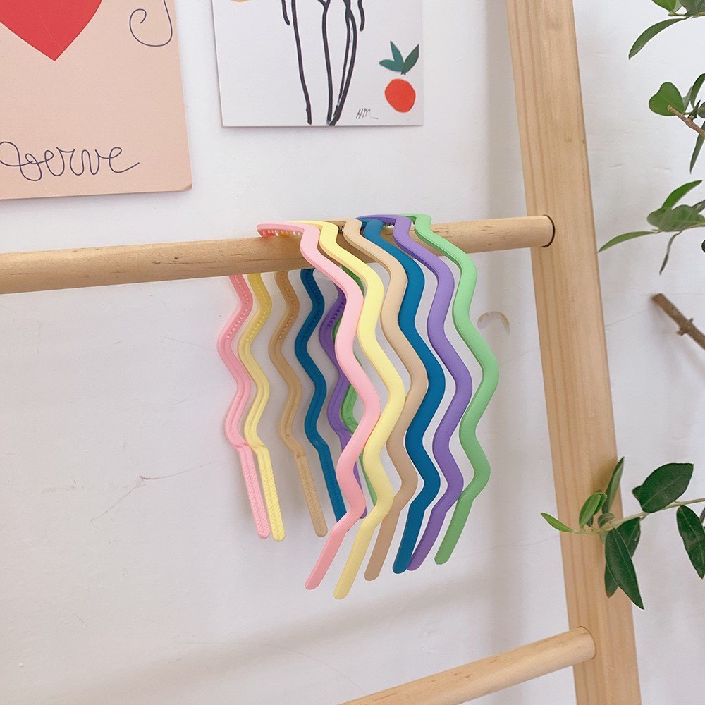 Băng đô cài tóc gợn sóng màu pastel xinh xắn 6025