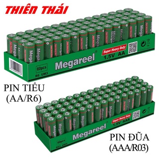 Hộp 60 viên megareel green aa,aaa carbon 1.5v megareel r6,megareel r03 pin tiểu, đũa giá tốt