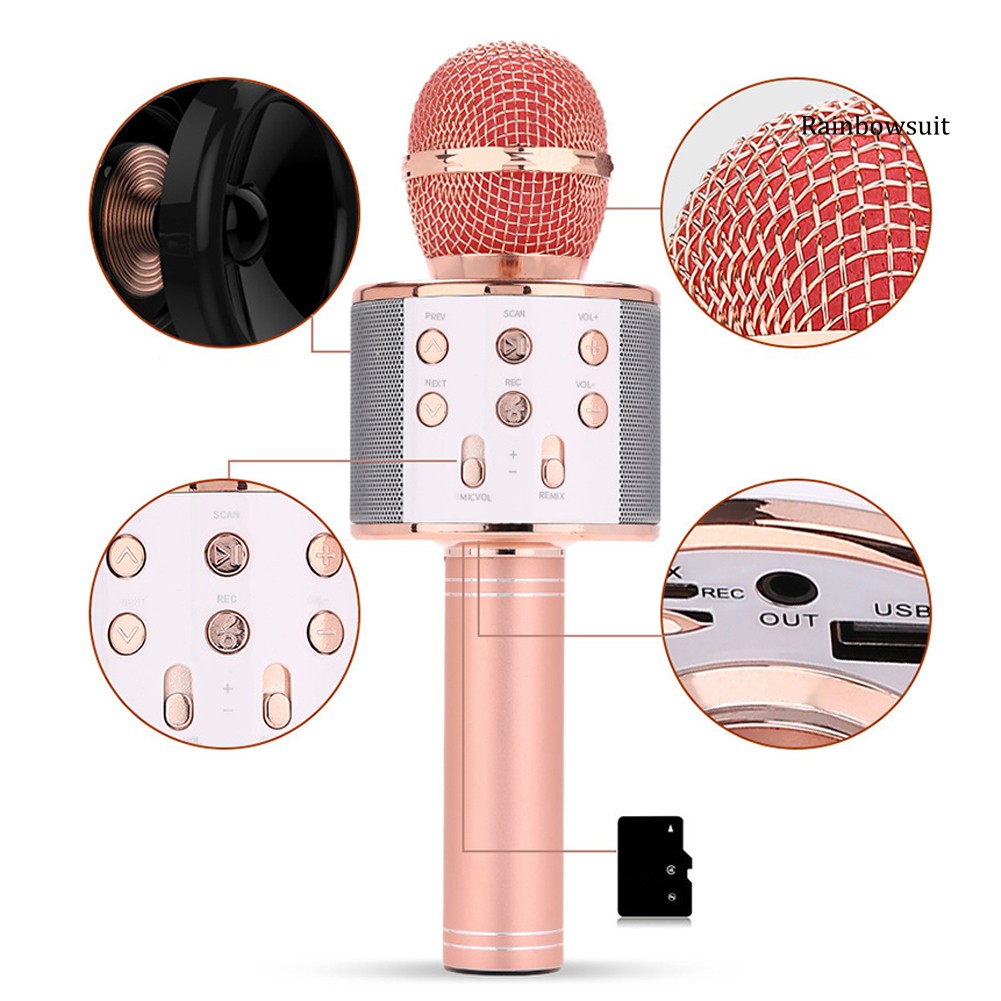 Micro Không Dây Bluetooth Cầm Tay Dùng Hát Karaoke Cao Cấp Rb-Ws858