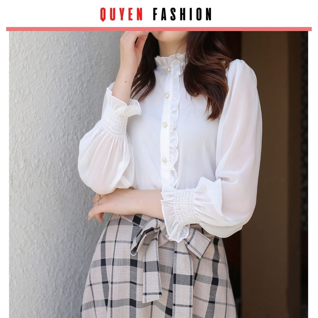 Chân váy midy kẻ thắt nơ, chun sau cạp liền, thời trang công sở nữ Quyên Fashion