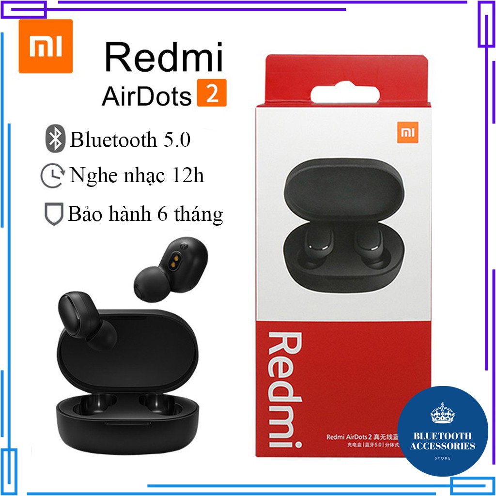 Tai Nghe Bluetooth Không Dây XiaoMi Redmi AirDots 2 Cách Âm Chống Ồn, Âm Thanh Siêu Bass