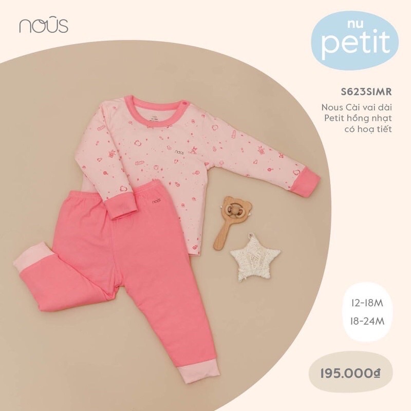 Bộ dài tay cài vai Nous cho bé 9-12m và 2-3y