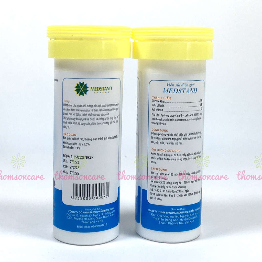 Viên sủi bù nước và chất điện giải Oresol Medstand - dùng sau khi chơi thể thao, bị sốt, mất nước - Tuýp 10 viên