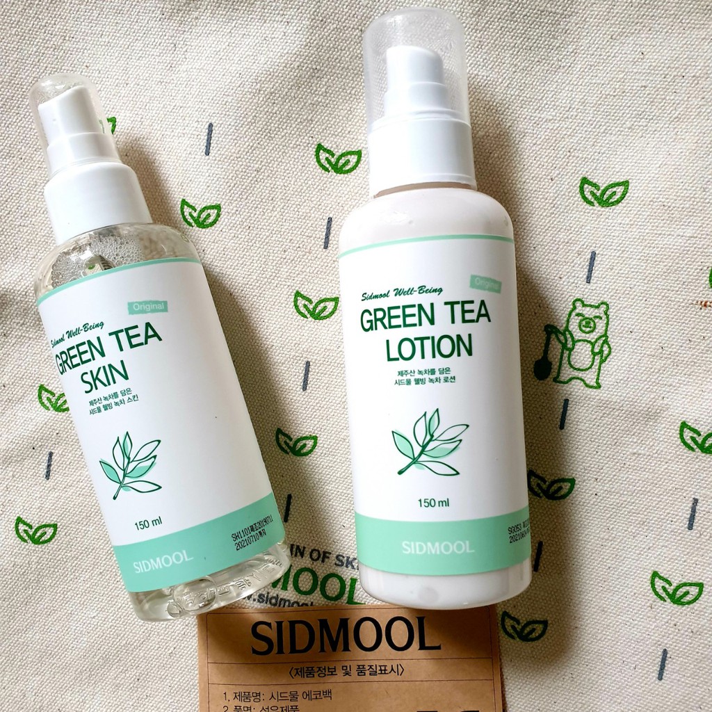 (#Sidmool) Nước hoa hồng - sữa dưỡng trà xanh kháng khuẩn ngăn ngừa mụn Green tea skin Sidmool