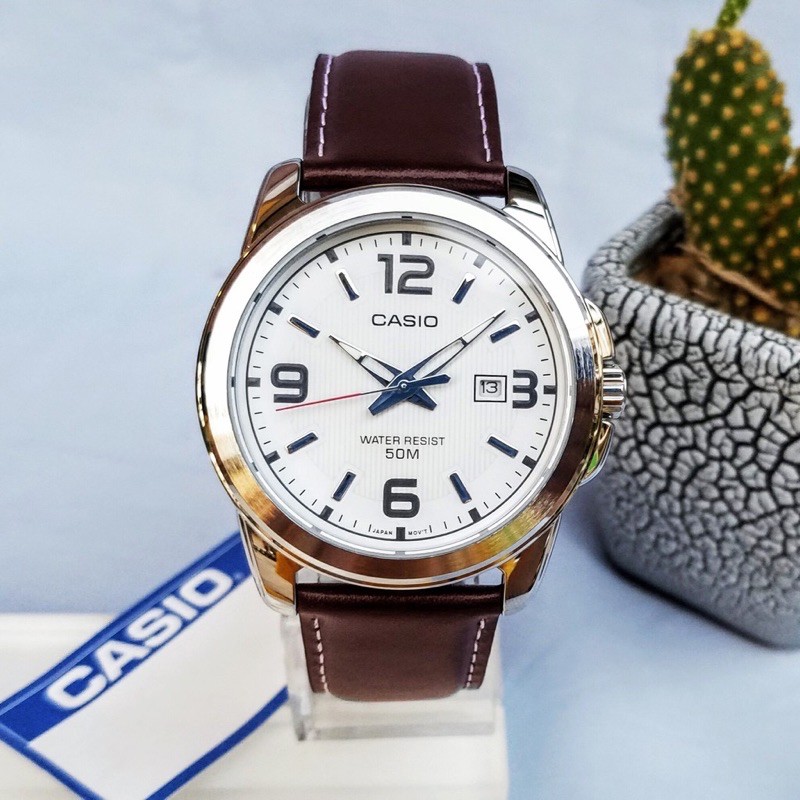 Đồng hồ nam dây da Casio chính hãng Anh Khuê MTP-1314L-7AVDF