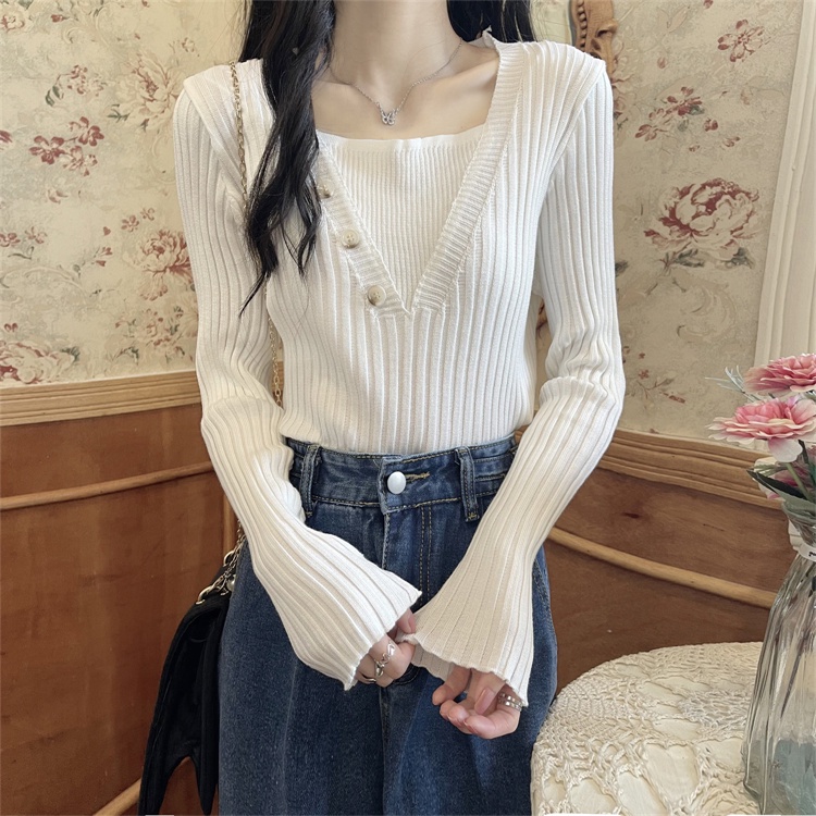 Áo Len Nữ Mùa Thu Mới Áo Sơ Mi Thời Trang Hàn Quốc Phong Cách Hàn Quốc Mỏng Dệt Kim