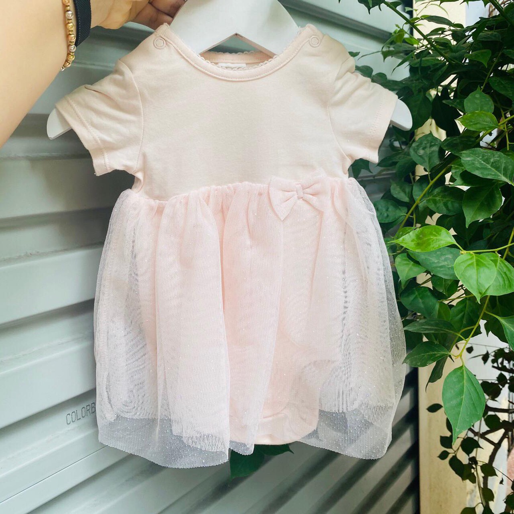 Body váy ren hồng be H&m xuất dư cho bé gái