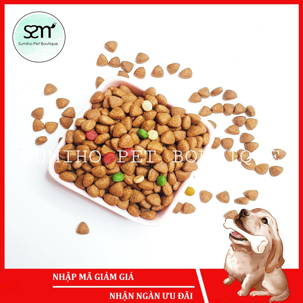 Hạt thức ăn cho chó Makka vị bò nướng (Bò, rau củ, sữa dê, yến mạch (Túi 500gr) phù hợp chó kén ăn