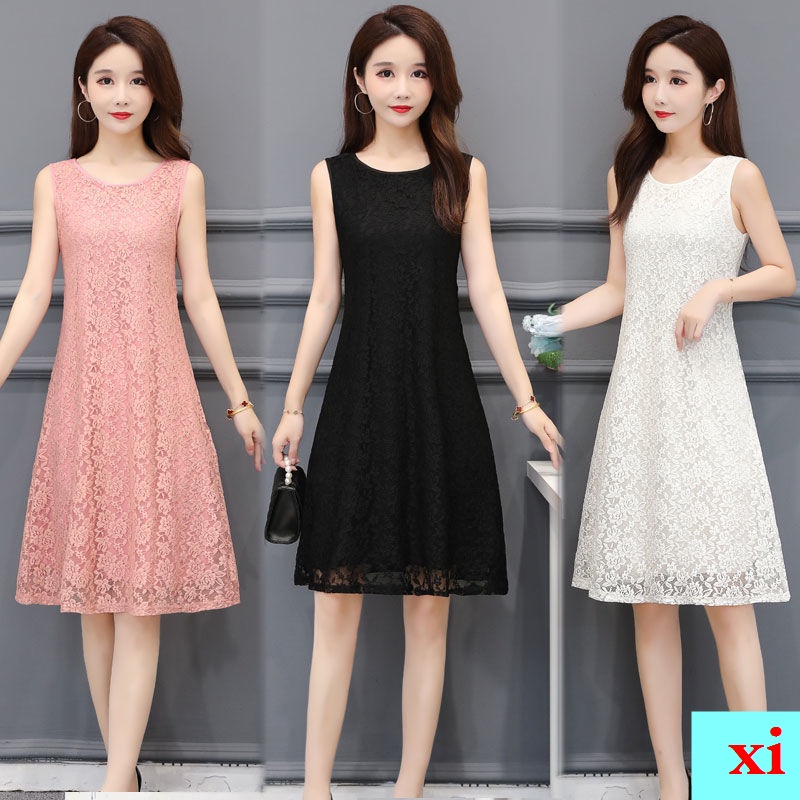 Đầm Ren Hai Dây Sát Nách Dáng Dài Cỡ Lớn Thời Trang Mùa Hè Hàng Mới Cho Nữ