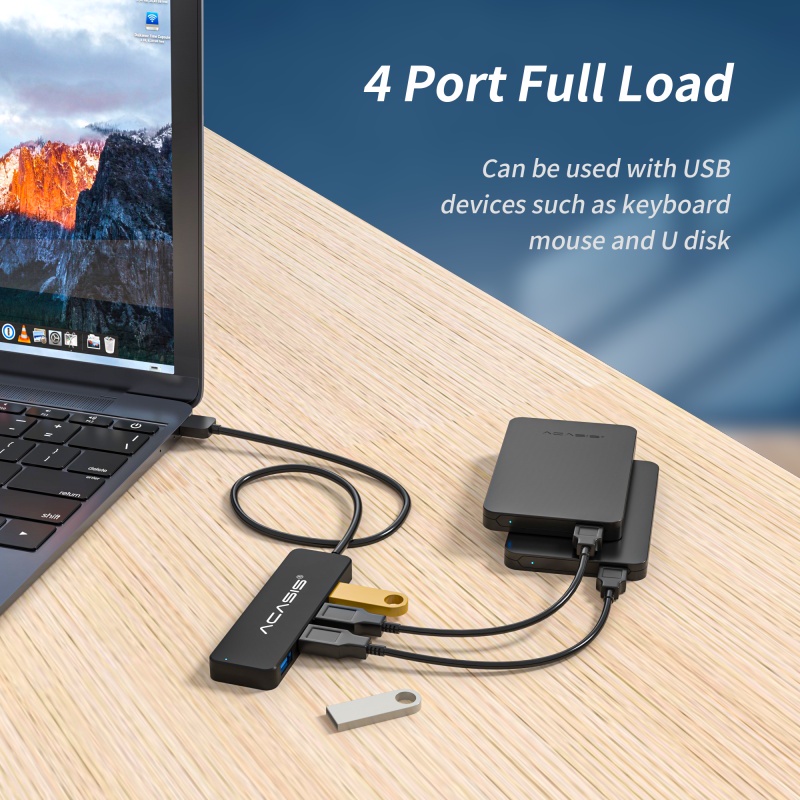 Bộ Chia 4 Cổng USB 3.0 ACASIS 3.0 / 2.0 Tốc Độ Cao Cho Máy Tính