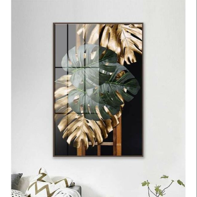 Tranh canvas lá 50x70 kèm khung viền