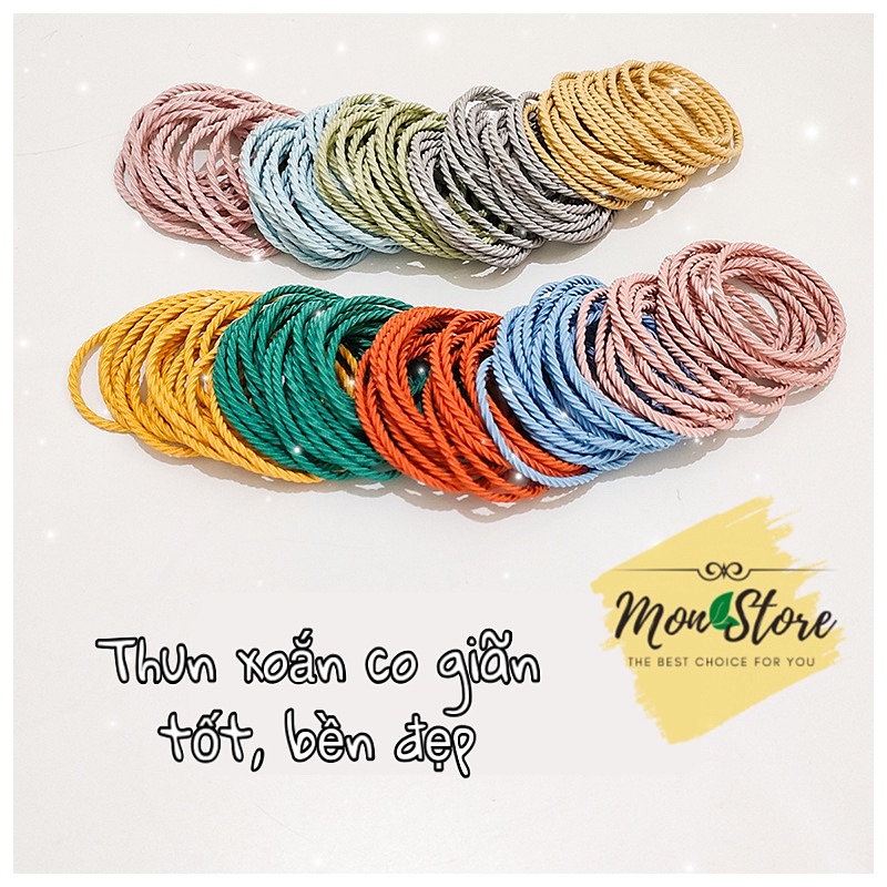 Set 10 sợi thun cột tóc co giãn tốt, mix màu cực trendy