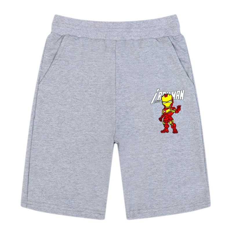 Chàng trai DC Comics Iron man Quần short Trẻ em Marvel Avengers Mùa hè Cotton Quần short thể thao Quần chạy bộ Quần bó s