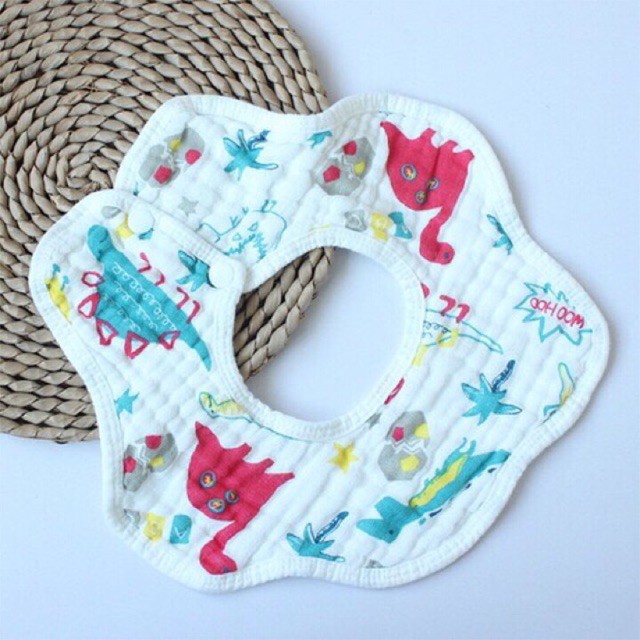 Sét 2 Yếm Xô Tròn Organic 4 Lớp Xoay 360 Độ Mẫu Mới Cho Bé | Minizon Kids