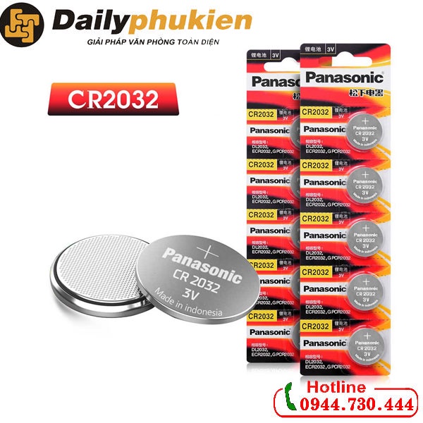 Pin CR2032 Panasonic 3V Lithium vỉ 1 viên, 3 viên, 5 viên dailyphukien