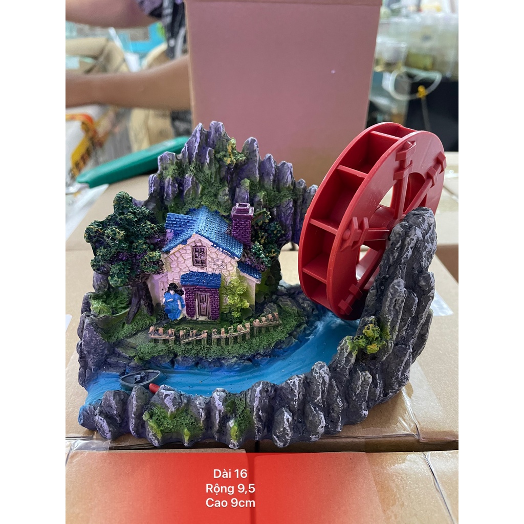 Mô hình trang trí bể cá núi đá , cây bonsai , thác nước nhỏ tạo oxi , phụ kiện thủy sinh