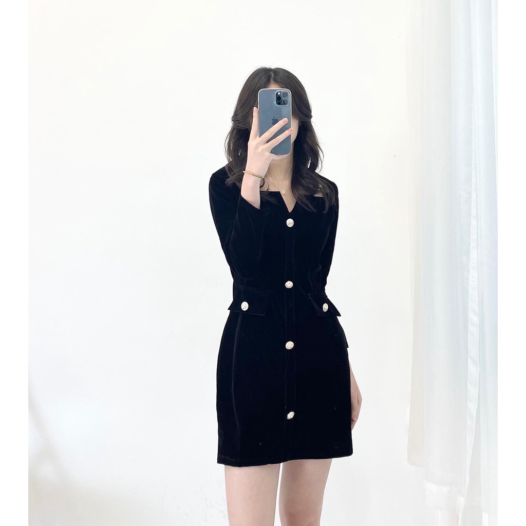 (FREESHIP) Đầm nhung body new hàng quảng châu Miho house