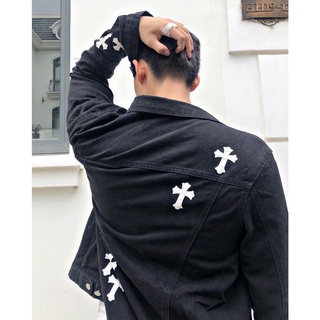 Áo khoác Jeans nam chữ thập Chrome Hearts - Chrome Hearts Cross Jeans Jacket
