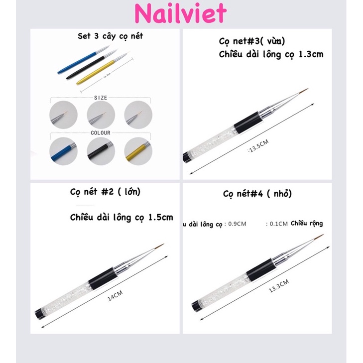 Cọ nét cọ vẽ nail móng, loại cọ có nắp