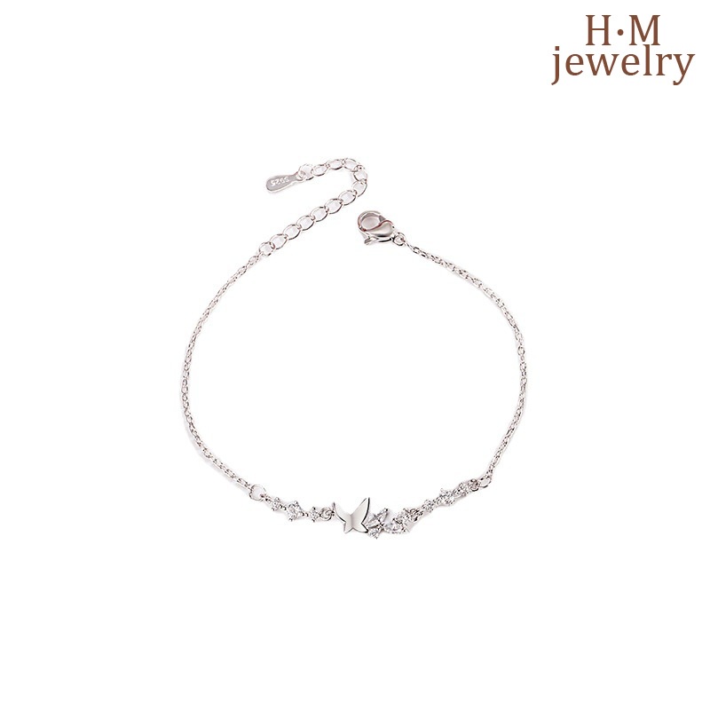 Vòng Tay Đính Đá Zircon AAA Hình Hoa Bướm Sang Trọng Thời Trang Cho Bạn Gái
