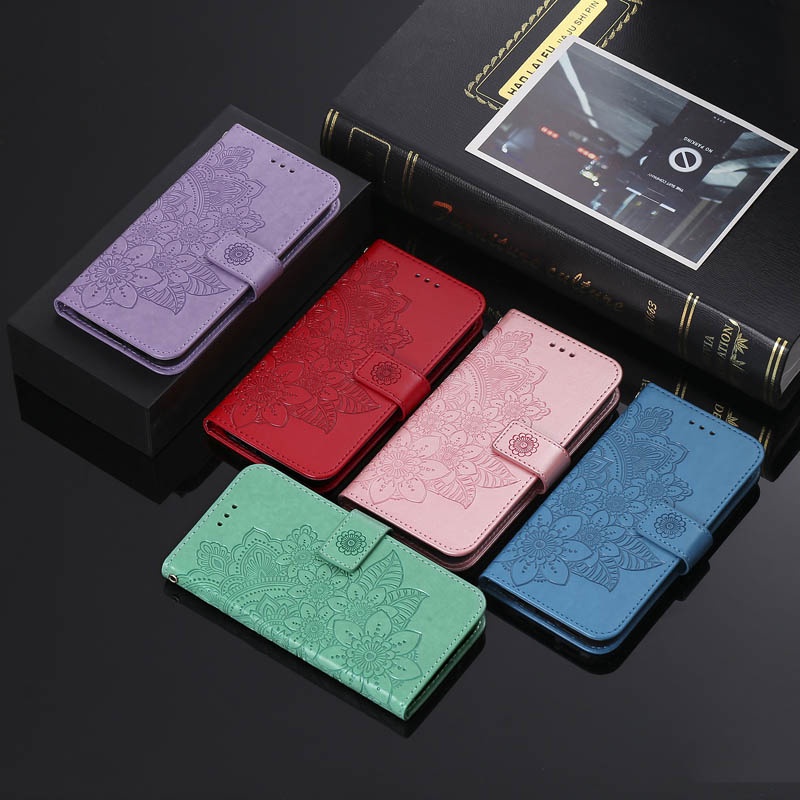 Ốp Điện Thoại Da Nắp Gập Từ Tính Dập Nổi Họa Tiết Có Ngăn Đựng Thẻ Cho iPhone 8 7 6 6s X XS XR SE 3 2 Plus Max