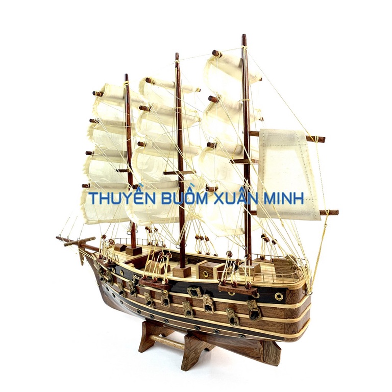 Mô Hình Thuyền Buồm Gỗ Phong Thuỷ Napoleon - Tàu Chiến Cổ Pháp - Loại Tiêu Chuẩn - Gỗ tự nhiên - Dài 52cm