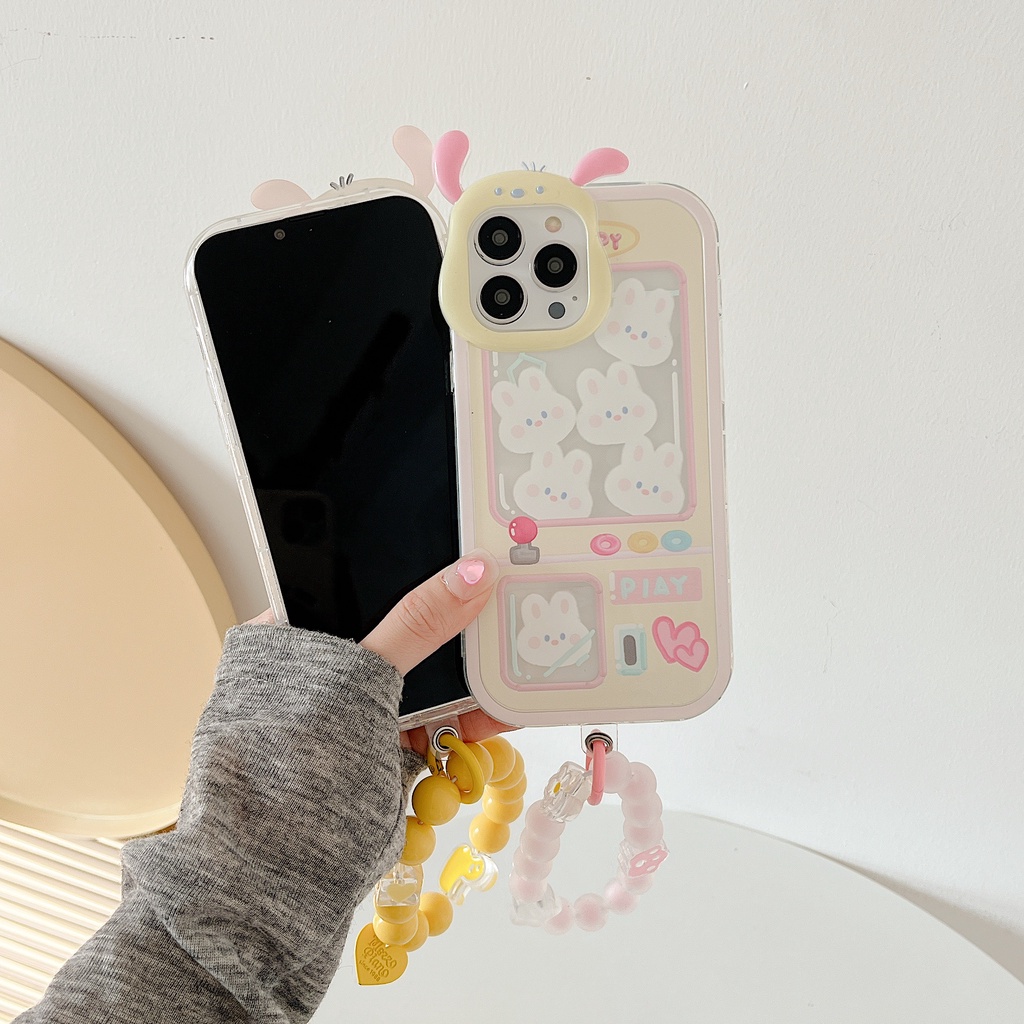 Ốp Điện Thoại TPU Silicon Mềm Hình Thú 3D Đính Ngọc Trai / Thỏ / Vịt Hồng / Xanh Dương Cho iphone 13 12 11 Pro XS Max XR