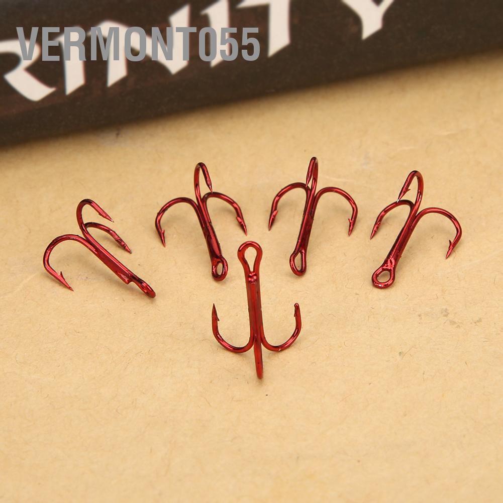 Hàng Hot 100 cái Red Treble Hooks Phụ kiện lưỡi câu cá bằng thép carbon cao Hàng giao ngayVermont055