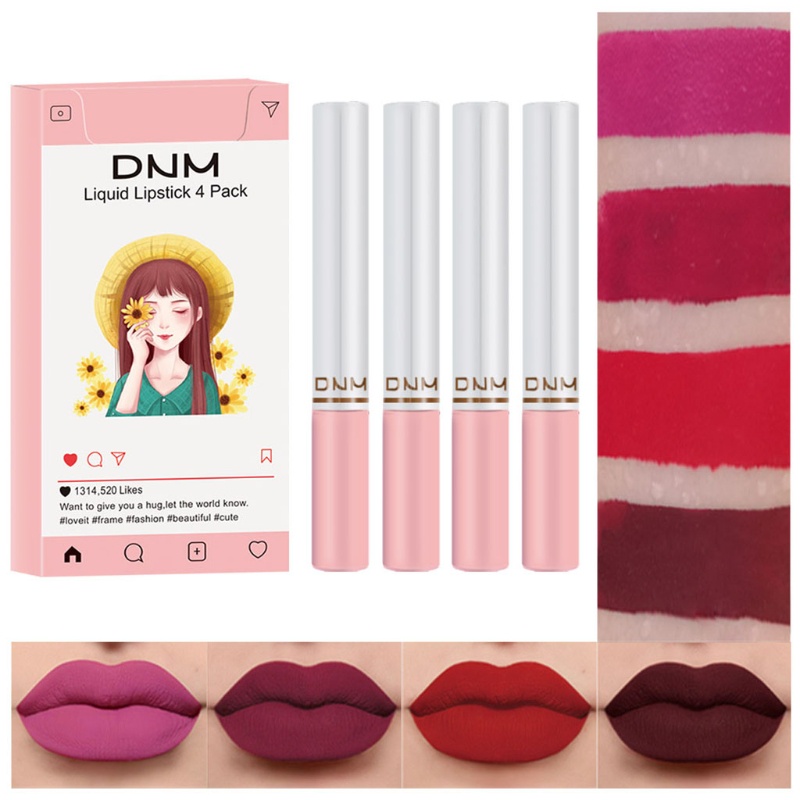 Set 4 Son Môi Lâu Trôi Thiết Kế Hình Điếu Thuốc Lá Độc Đáo