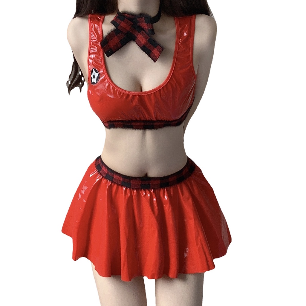 Bộ Trang Phục Hóa Trang Đội Cổ Vũ Da Bóng Gợi Cảm Dành Cho Nữ [CWEAR.SEXY_Đồ ngủ &amp; Nội y cao cấp]