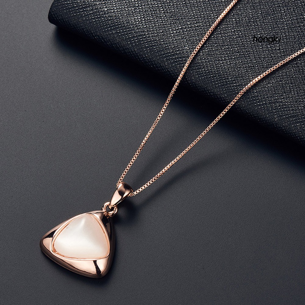 (Hàng Mới Về) Bộ vòng cổ + Bông Tai Hình Tam Giác Đính Đá Quý Nhân Tạo Cho Nữ