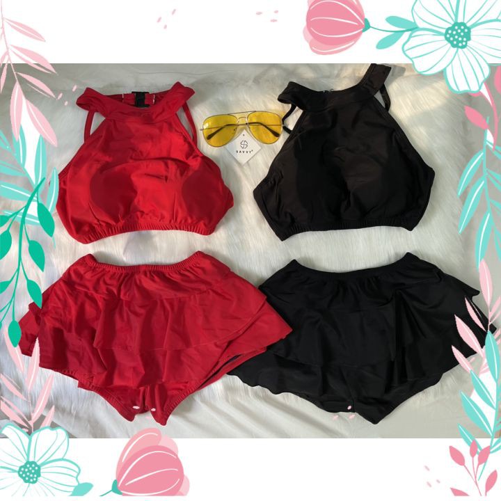 Bikini Tắm Biển 2 Mảnh Dáng Váy Có Quần Trong Kín Đáo Đồ Bơi 2 Mảnh Thời Trang