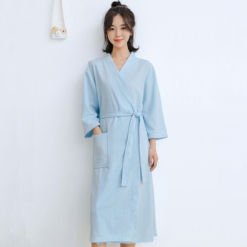 Áo Choàng Ngủ Tay Dài Màu Trơn Phong Cách Mới Dành Cho Cặp Đôi