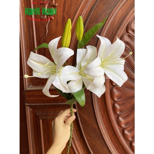 CÀNH HOA LY SILLICON 3 BÔNG 2 NỤ CAO CẤP NHẬP KHẨU- HOA GIẢ