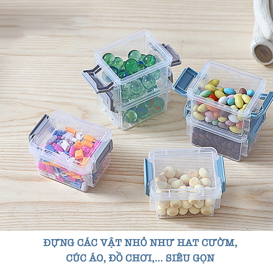 Set 3 Hộp Nhựa Mini Nhựa Trong Suốt Enoda Home Đựng Kim Chỉ, Đựng Đồ Nhỏ Tiện Lợi P011