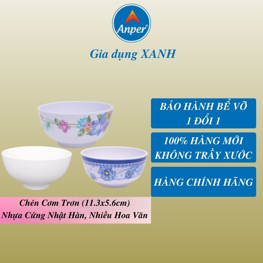 Chén ăn cơm 11cm nhựa Melamine  ANPER cao cấp nhật hàn  bát ăn cơm nhựa đẹp gia đình và nhà hàng