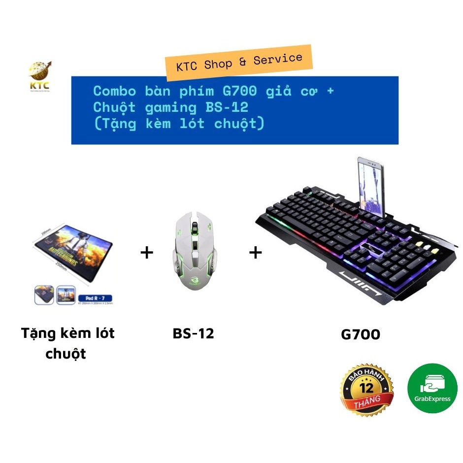Combo bàn phím chuột chuyên game G700 Led đa màu giả cơ siêu đẹp (Tặng kèm lót chuột)