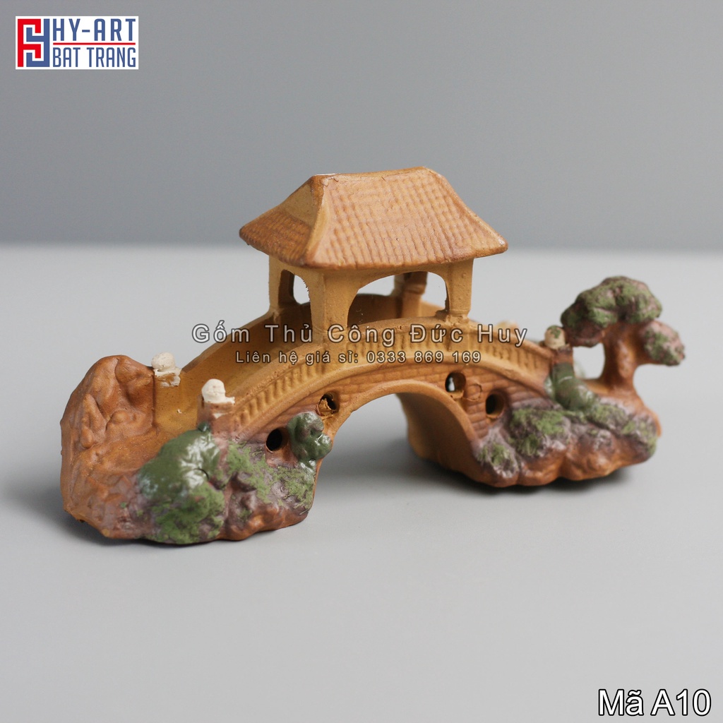 Tiểu cảnh hồ cá, bể cá cảnh, Mô hình cây cầu kiều mini trang trí hòn non bộ chậu cây bonsai