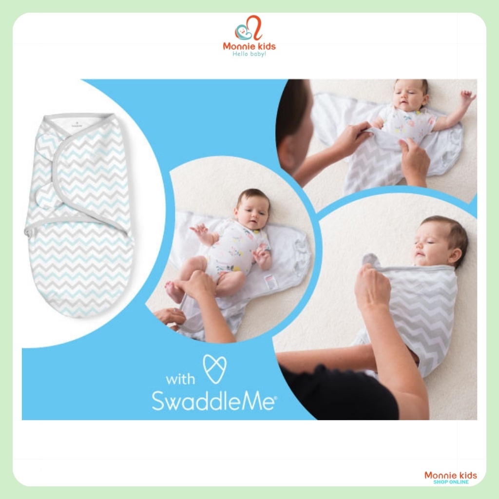 Ủ kén cotton cho bé Summer Infant Swaddle Me, chăn quấn cotton bé sơ sinh - Monnie Kids