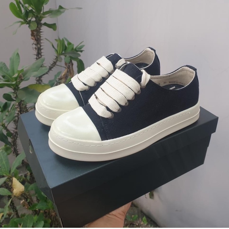 Giày sneaker Rick Owen cổ thấp cao cấp full box để thơm hương vani, giày thể thao nam nữ màu đen trắng tăng chiều cao M7 | BigBuy360 - bigbuy360.vn