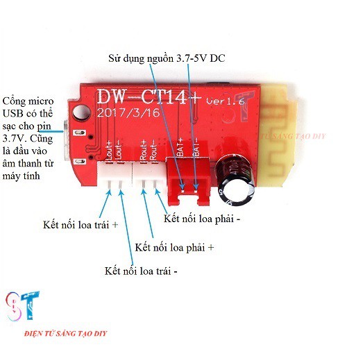 Mạch Khuếch Đại Âm Thanh Bluetooth 4.2-2x5W DW-CT14+