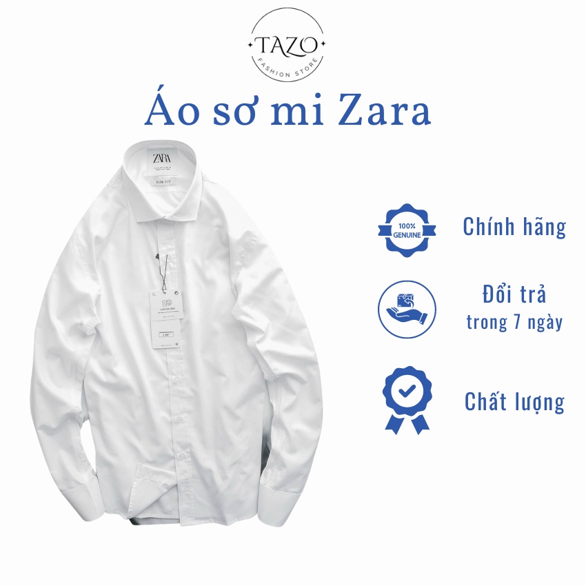 Áo sơ mi nam trắng dài tay công sở đẹp, hàng hiệu Zara VNXK
