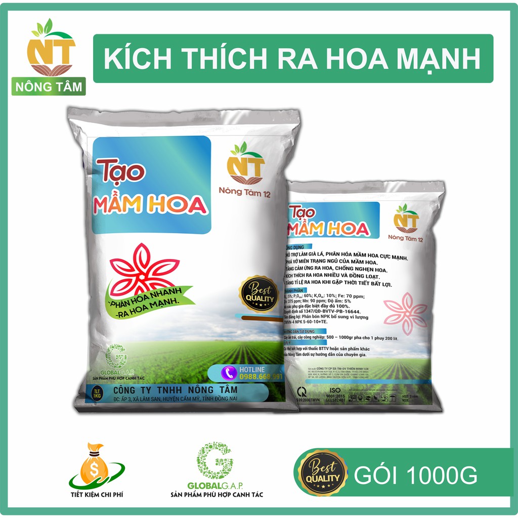 Phân bón Siêu tạo mầm hoa, kích ra hoa cực mạnh chuyên cho cây ăn trái, gói 1kg