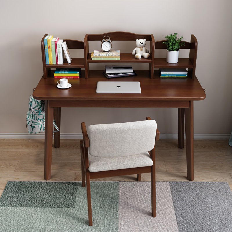 Tủ sách gỗ nguyên tấm Bắc Âu kết hợp bàn học sinh đơn giản ở nhà viết máy tính ghế văn phòng