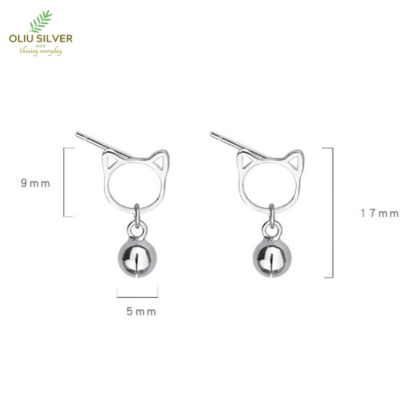Bông Tai Bạc S925 Mèo Con Rung Chuông Kitty &amp; Bell Xinh Xắn | Khuyên Tai Nữ Trang Sức Bạc Thời Trang