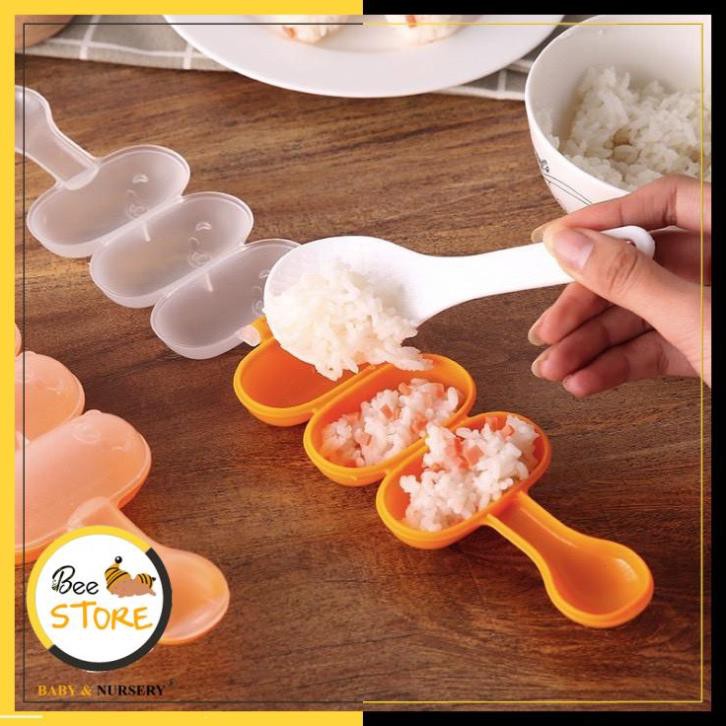 [MỞ KHO SỈ BÁN LẺ] Bộ Khuôn Lắc MÀU CAM Tạo Hình Cơm Nắm Bento Cho Bé Ăn Dặm (Kèm vá/muôi múc cơm)