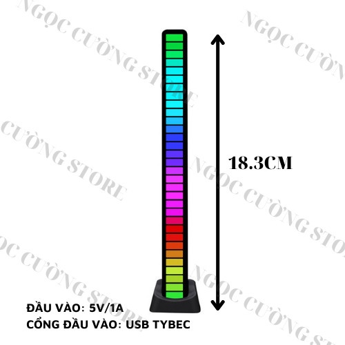 Thanh đèn led rgb nháy theo nhạc,16 TRIỆU MÀU ĐIỀU KHIỂN BẰNG APP TẶNG SẠC, đèn trang trí,decor phòng cảm biến âm thanh