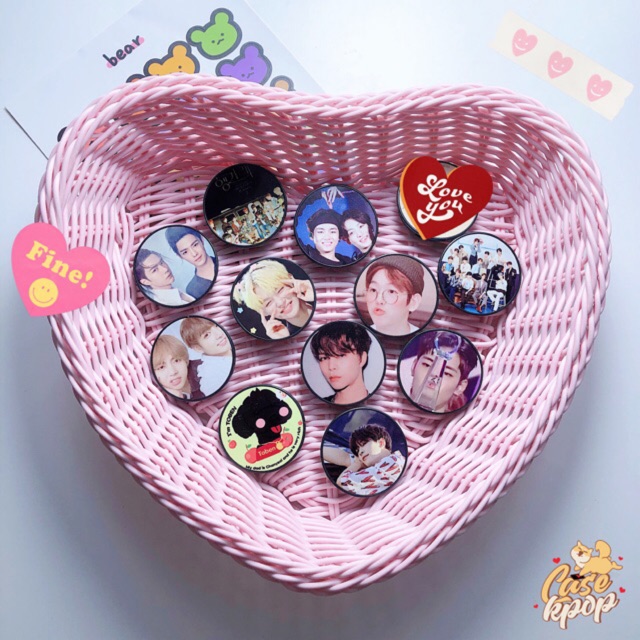 Popsocket/giá đỡ điện thoại tròn đế đen size 4cm in theo yêu cầu