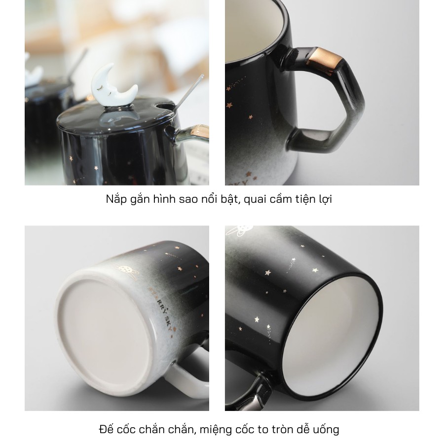 [Mã LIFESPIKE19 giảm 10% đơn 99K] Cốc Sứ Cao Cấp Hình Sao 400ml Có Nắp Đậy | BigBuy360 - bigbuy360.vn